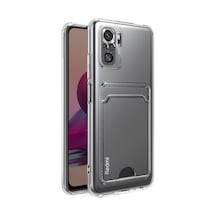 Kvy Xiaomi Redmi Note 10s Kamera Korumalı Kartlıklı Setra Şeffaf Silikon Kılıf