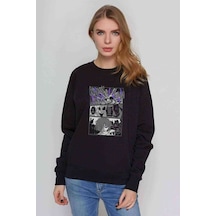 Undertale Klash Klam Baskılı Siyah Kadın Sweashirt