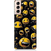 Samsung Galaxy S21 Plus Uyumlu Tuhaf Smiley'ler Desenli Silikon Kılıf