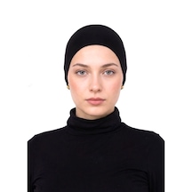 Alivascarf Geçmeli Siyah Bone Önü Dikişsiz Kaymaz Lastikli Kadın Tesettür Pratik Geçme İç Bone