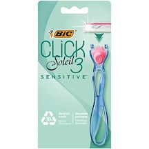 Bıc Soleil Click Sensitive 1 Gövde & 2 Başlık Kadın Tıraş Bıçağı 3 Bıçak , Oynar Başlıklı, Aloe Vera İle Zenginleştirilmiş Kayganlaştırıcı Jel Şerit