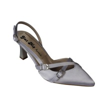 Yazkış Kadın Gümüş Saten Bordo Rugan Üstü Toklaı Burnu Sivri 7cm İnce Topuklu Stiletto Ayakkabı Gümüş