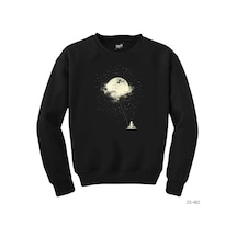Biker Boy And Moon Siyah Sweatshirt