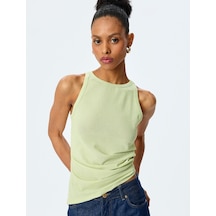 Koton Halter Yaka Viskon Slim Fit Drapeli Kolsuz Bluz Yeşil 5sak70014uk Yeşil