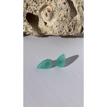Tırtıklı Kristal Desenli Su Yeşili Gold Aksesuar Küçük Boy Damla