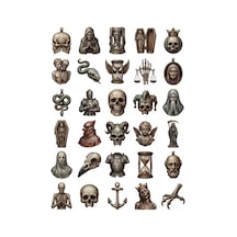 30 Adet Gotik Memento Mori Sticker Seti - Laptop, Ajanda, Defter İçin Çok Renkli