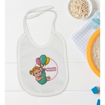 BK Kids Tiizesinin Kızçesi Tasarımlı Beyaz Bebek Mama Önlüğü-1
