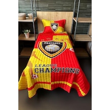 Football Tek Kişilik Kapitoneli Yatak Örtüsü Sarı Kırmızı 180x240 Cm Kırmızı - Sarı