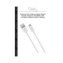 Premium Güç Kablosu Beyaz Kablo Günlük Kullanım Xcc8600 12w 1.2 Metre Usb-a To Micro Silikon