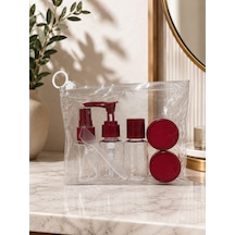 Bordo Seyahat Banyo Seti 6 Parça 30 Ml Seyahat Şişeleri, Saklama Kapları, Taşıma Çantalı