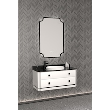 Adria 100 Cm Banyo Dolabı - Beyaz / Siyah Beyaz