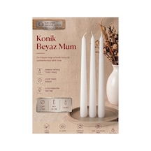 Exepazar Beyaz Kokusuz Dumansız Uzun Süre Yanış 100% Parafin Dekoratif Mum 3'lü Set Beyaz