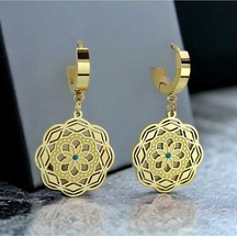 Çiçek Motif Çelik Küpe Altın - 643024212 Altın