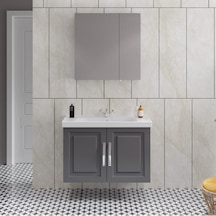 Denko Royal 90 Cm Mdf Albatros Gri Banyo Dolabı Takımı Gri