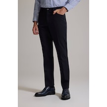 Erkek Lacivert Slim Fit Yan Cepli Kanvas Pantolon