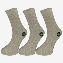 Shocks 3'Lü Kadın Kışlık Bej Yüksek Kalite Angora Yün Çorap