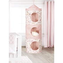 3 Gözlü Bebek Organizer Düzenleyici 22x90 Çok Amaçlı Pembe