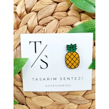 Rozet Metal Broş Yaka Çanta Şapka Takı Aksesuar Ananas Meyve Çok Renkli