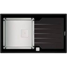 Teka Diamond Rs15 1B 1D 86 (Wst Black) Tek Hazne Ve Tek Damlalıklı Cam Eviye - Siyah - 115100011