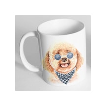 Poodle Fular Gözlük Baskılı Kupa Bardak Çok Renkli