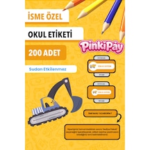 İsim Yazılabilir İş Makineleri Temalı Okul Etiketi Kalem & Defter İçin 200 Adet Figür 1 Çoklu