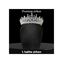 Royal Zircon Crown-premium Kalite Zirkon Taç, Özel Tasarım Gelin Aksesuarı Beyaz - 801943987 Beyaz