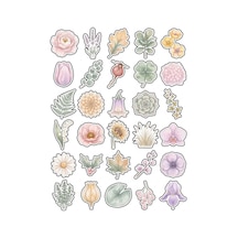 30 Adet Pastel Suluboya Çiçek Sticker Seti - Ajanda Defter Laptop Planner İçin Çok Renkli