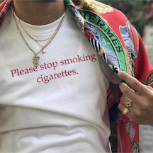 Kalic Studio Stop Cigarettes - T-shirt Beyaz