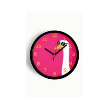 Güneş Gözlüklü Artist Kaz / Ördek Çocuk Odası Duvar Saati - 30cm - Önü Camlı Siyah Kasa-jh1026 Siyah