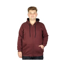 Mode Xl Erkek Sweatshirt Kapşonlu Zippered Basic 20543 Mürdüm 001
