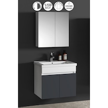 Çiğdem 65 Cm Beyaz-füme Balon Mdf Seramik Lavabolu Asma Banyo Dolabı Takımı Beyaz - Füme