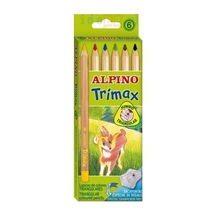 Alpino Trimax 6'lı Jumbo Kuru Boya Çocuklar İçin Üçgen Şekilli Renkli Kalemler Karışık