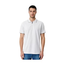 Arma Ar-ma Erkek Polo Yaka Tişört Baskisiz Basic Yaka Fermuarli Örme Kumaş Regular Fit %100 Pamuk 30/1 Çift Toplama Penye Pike Y31374356502 Beyaz-b1