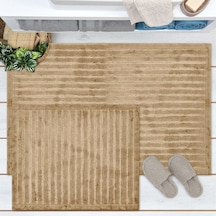 Soft Nuvo Banyo Paspası - Bej - 60x100 Cm + 50x60 Cm Renkli
