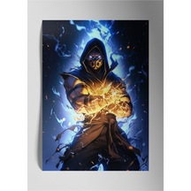Metal Baskı Parlak Duvar Tablosu - Mortal Kombat Scorpion