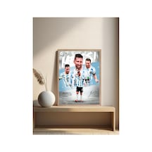 Lionel Messi Doğal Ahşap Çerçeveli Tek Parça Dekoratif Tablo Çok Renkli - 819056936 Çok Renkli