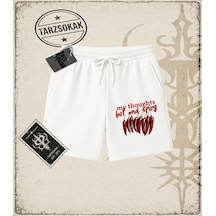 Tarzsokak Gotik & Grunge Streetwear Hot And Spıcy Unisex Şort Beyaz