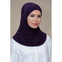 Hürrem Bone Mürdüm Pratik Hazır Geçmeli Tesettür Eşarp Sandy Kumaş Kendinden Mürdüm