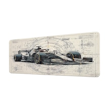 Formula 1 Yarış Arabası Blueprint 40x90 Cm Oyuncu Mousepad Kaymaz Taban Büyük Boy Mousepad