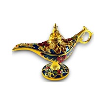 Aladdin Sihirli Lambası Mineli Renkli İşlemeli Dekoratif Biblo Alaattin Metal Çelik 23x15 CM 728358429