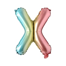 X Harf Gökkuşağı Folyo Balon16 İnç 36 cm