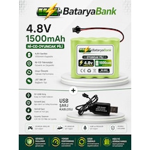 4.8v 1500mah Oyuncak Araba Pili Bataryası + Usb Şarj Cihazı Siyah Soketli Ni-mh Şarjlı Batarya Seti