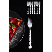 Tatlı Çatalı Kalpli Paslanmaz Çelik 6 Adet Metal