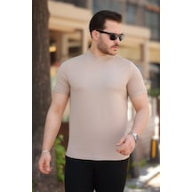 Suma Erkek Kısa Kollu Yarım Balıkçı Yaka T-shirt Bej Xl Akrilik