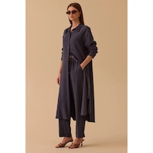 Seçil Kadın Midi Boy Gömlek Yaka Tunik 1024 Indigo