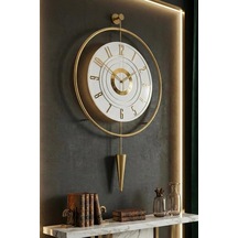 Metaquartz Aksesuar Gold-beyaz - Masippi Kristal 12-24h - Pilli Led -metal Ledli Duvar Saati Goldkristalseri 50 X 90