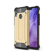 Noktaks - Honor 8x Uyumlu - Kılıf Çift Katman Zırh Tank Crash Military Kapak - Gold Gold