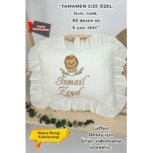 Gros Shop Müslin Yeni Doğan 4katlı Organik %100pamuk Kişiye Özgü Nakışlı Hastane Çıkış Seti Aslan Model-2 Ekru-5