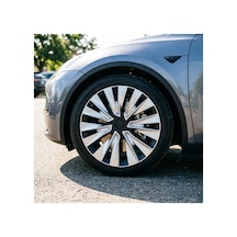 Red Lion Parts Tesla Model Y Legacy 2023-2025 Uyumlu 19 İnç Uberturbine Stil Jant Kapağı Seti - Gümüş & Siyah