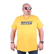 Mocgrande Büyük Beden Erkek Baskılı Tişört Never 23135 SARI-SARI